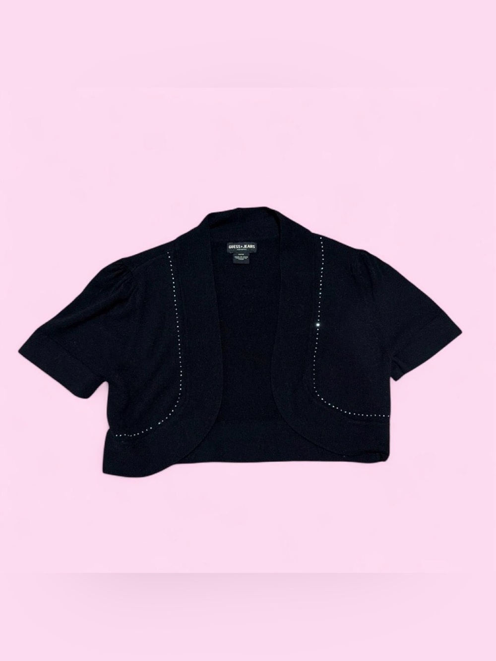 VINTAGE Y2K Guess Black Cropped Bolero with Stud Trim